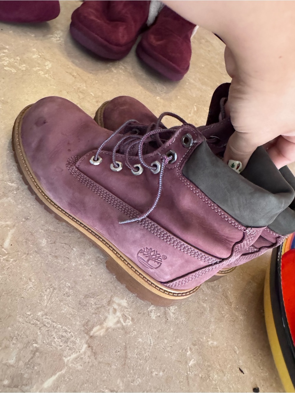 Timberland Purple Nubuck Lace-Up Boots